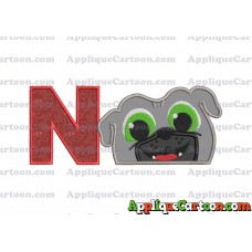 Bingo Puppy Dog Pals Head 01 Applique Embroidery Design With Alphabet N