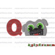 Bingo Puppy Dog Pals Head 01 Applique Embroidery Design With Alphabet Q