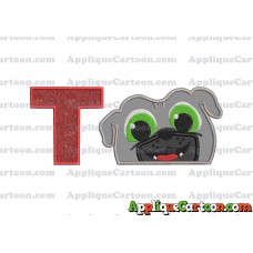 Bingo Puppy Dog Pals Head 01 Applique Embroidery Design With Alphabet T