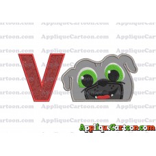 Bingo Puppy Dog Pals Head 01 Applique Embroidery Design With Alphabet V