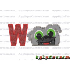 Bingo Puppy Dog Pals Head 01 Applique Embroidery Design With Alphabet W