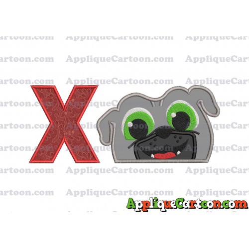 Bingo Puppy Dog Pals Head 01 Applique Embroidery Design With Alphabet X