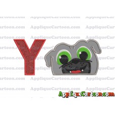 Bingo Puppy Dog Pals Head 01 Applique Embroidery Design With Alphabet Y