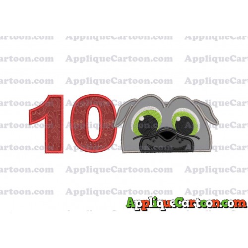 Bingo Puppy Dog Pals Head 02 Applique Embroidery Design Birthday Number 10