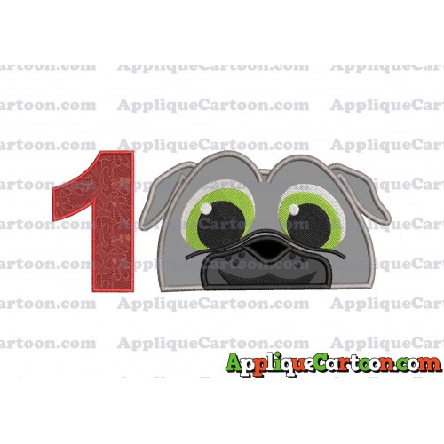 Bingo Puppy Dog Pals Head 02 Applique Embroidery Design Birthday Number 1