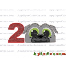 Bingo Puppy Dog Pals Head 02 Applique Embroidery Design Birthday Number 2