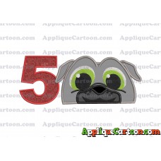 Bingo Puppy Dog Pals Head 02 Applique Embroidery Design Birthday Number 5