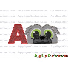 Bingo Puppy Dog Pals Head 02 Applique Embroidery Design With Alphabet A