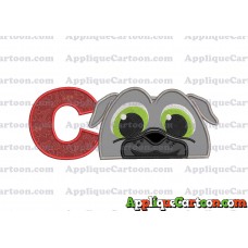 Bingo Puppy Dog Pals Head 02 Applique Embroidery Design With Alphabet C