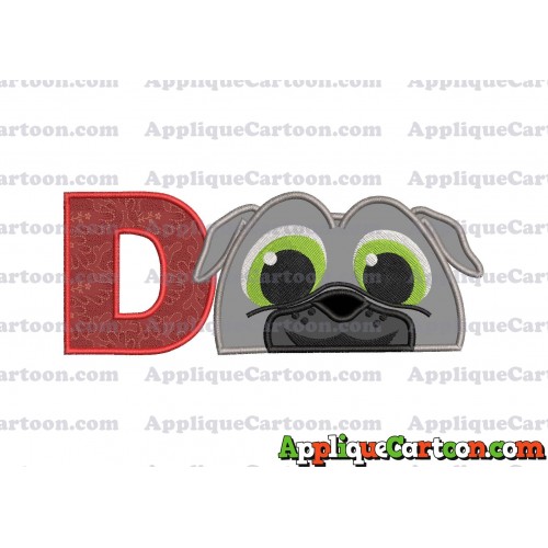 Bingo Puppy Dog Pals Head 02 Applique Embroidery Design With Alphabet D