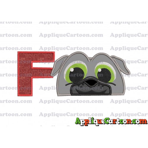 Bingo Puppy Dog Pals Head 02 Applique Embroidery Design With Alphabet F