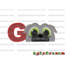 Bingo Puppy Dog Pals Head 02 Applique Embroidery Design With Alphabet G