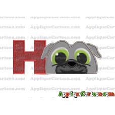 Bingo Puppy Dog Pals Head 02 Applique Embroidery Design With Alphabet H