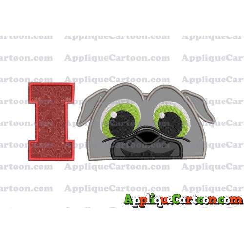 Bingo Puppy Dog Pals Head 02 Applique Embroidery Design With Alphabet I