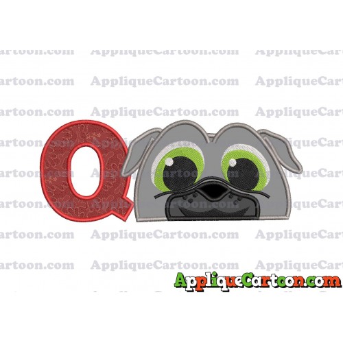 Bingo Puppy Dog Pals Head 02 Applique Embroidery Design With Alphabet Q