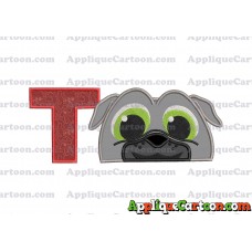Bingo Puppy Dog Pals Head 02 Applique Embroidery Design With Alphabet T