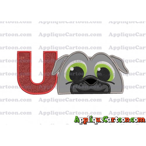 Bingo Puppy Dog Pals Head 02 Applique Embroidery Design With Alphabet U