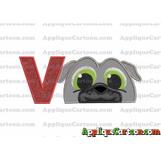 Bingo Puppy Dog Pals Head 02 Applique Embroidery Design With Alphabet V
