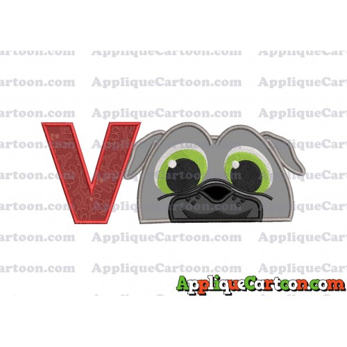 Bingo Puppy Dog Pals Head 02 Applique Embroidery Design With Alphabet V