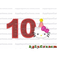 Birthday Hello Kitty Applique Embroidery Design Birthday Number 10
