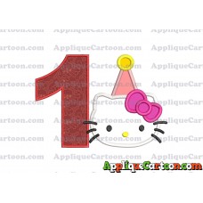 Birthday Hello Kitty Applique Embroidery Design Birthday Number 1
