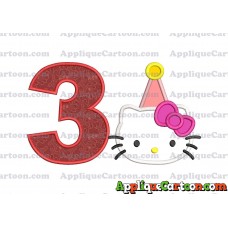 Birthday Hello Kitty Applique Embroidery Design Birthday Number 3