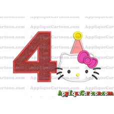 Birthday Hello Kitty Applique Embroidery Design Birthday Number 4