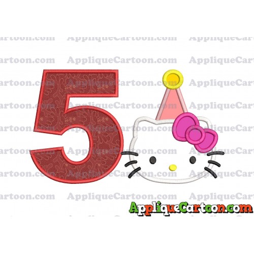 Birthday Hello Kitty Applique Embroidery Design Birthday Number 5