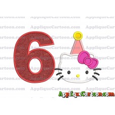 Birthday Hello Kitty Applique Embroidery Design Birthday Number 6