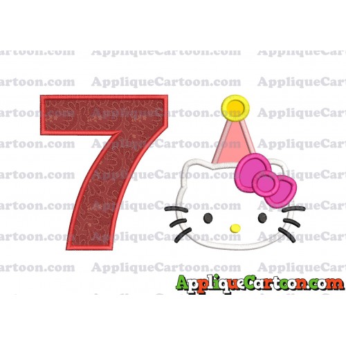 Birthday Hello Kitty Applique Embroidery Design Birthday Number 7