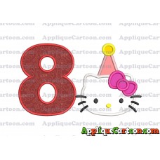 Birthday Hello Kitty Applique Embroidery Design Birthday Number 8