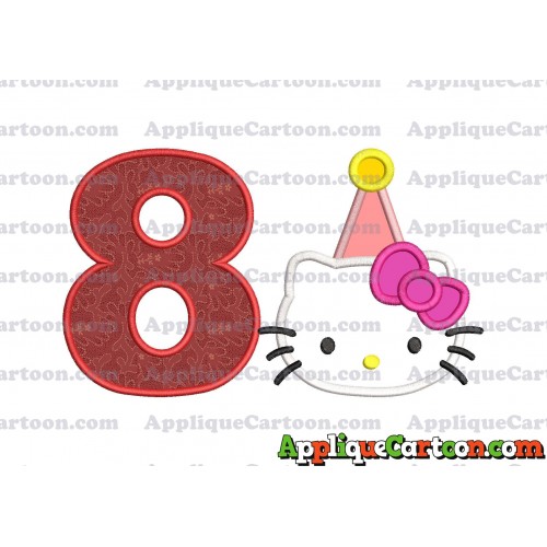 Birthday Hello Kitty Applique Embroidery Design Birthday Number 8