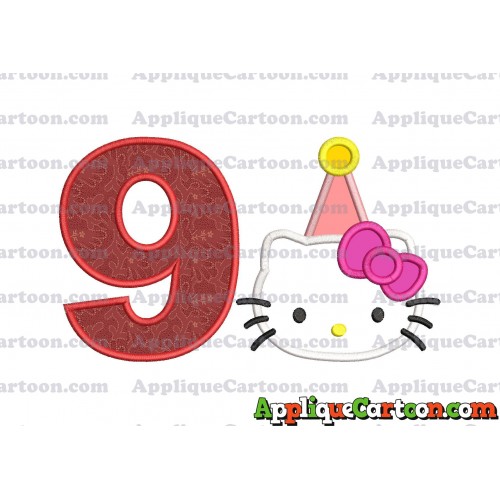 Birthday Hello Kitty Applique Embroidery Design Birthday Number 9