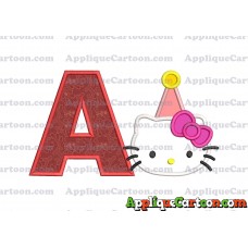 Birthday Hello Kitty Applique Embroidery Design With Alphabet A