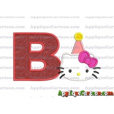 Birthday Hello Kitty Applique Embroidery Design With Alphabet B