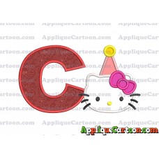 Birthday Hello Kitty Applique Embroidery Design With Alphabet C