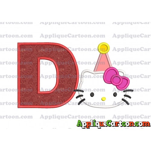 Birthday Hello Kitty Applique Embroidery Design With Alphabet D