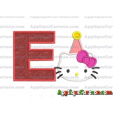 Birthday Hello Kitty Applique Embroidery Design With Alphabet E