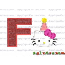 Birthday Hello Kitty Applique Embroidery Design With Alphabet F
