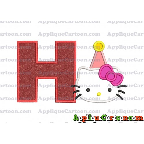 Birthday Hello Kitty Applique Embroidery Design With Alphabet H