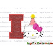 Birthday Hello Kitty Applique Embroidery Design With Alphabet I