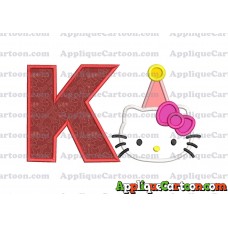 Birthday Hello Kitty Applique Embroidery Design With Alphabet K