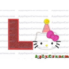 Birthday Hello Kitty Applique Embroidery Design With Alphabet L