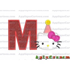 Birthday Hello Kitty Applique Embroidery Design With Alphabet M