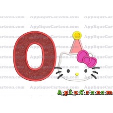 Birthday Hello Kitty Applique Embroidery Design With Alphabet O
