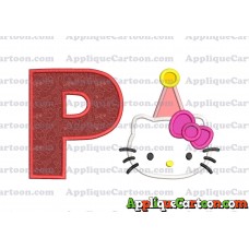 Birthday Hello Kitty Applique Embroidery Design With Alphabet P