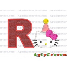 Birthday Hello Kitty Applique Embroidery Design With Alphabet R