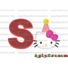 Birthday Hello Kitty Applique Embroidery Design With Alphabet S