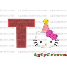 Birthday Hello Kitty Applique Embroidery Design With Alphabet T