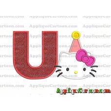 Birthday Hello Kitty Applique Embroidery Design With Alphabet U